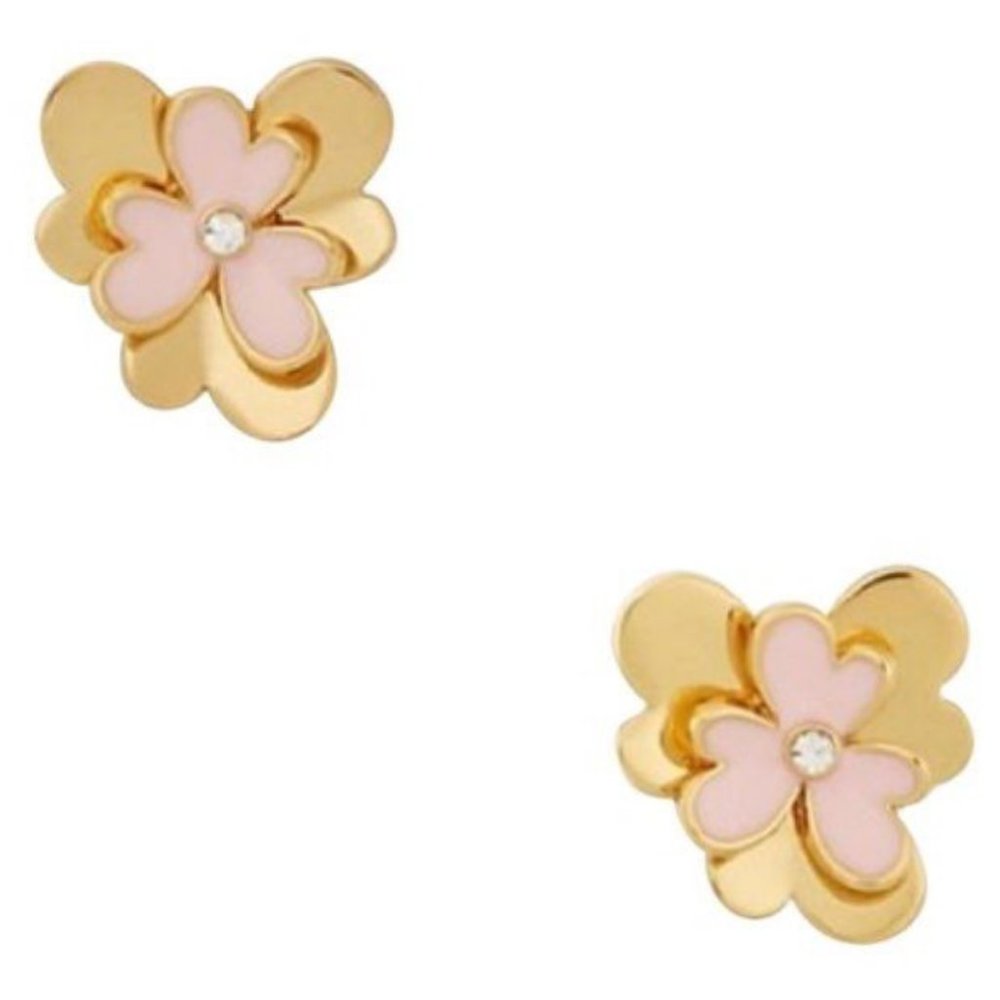 KATE SPADE 12K Pink Gold Plated Blush Pansy Blossom Stud Earrings